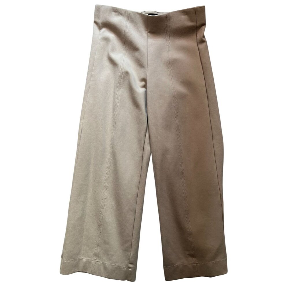 Jones New York Womens Wide Leg Rayon Pull On Pants Flat Front Size S Beige Solid